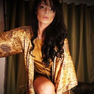 90's Golden Satin Robe